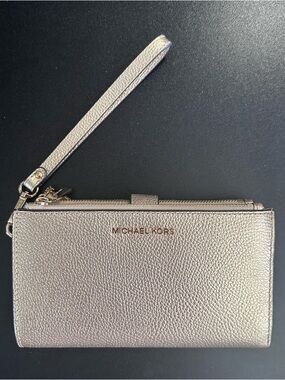 Michael Kors Metallic Rose Gold Wristlet Clutch